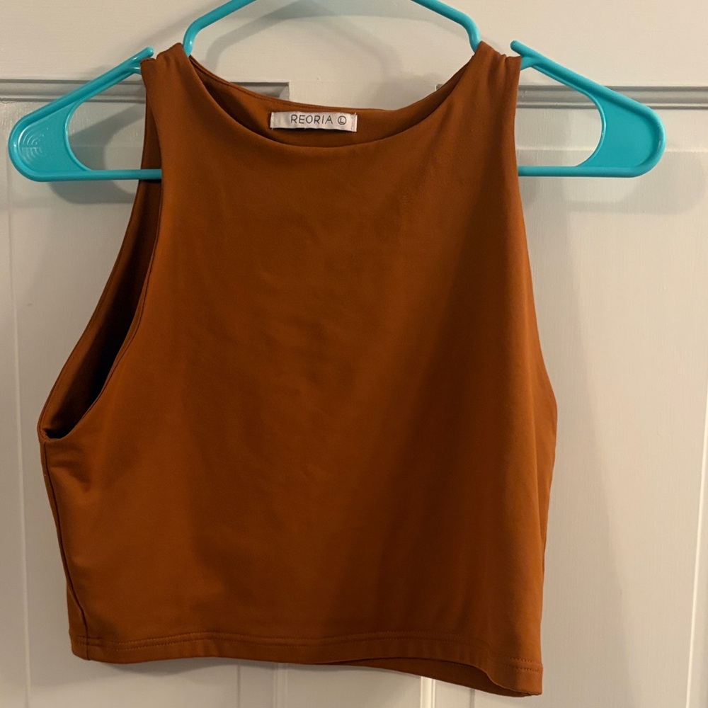 ReoRia Rust Cropped High-Neck Tank